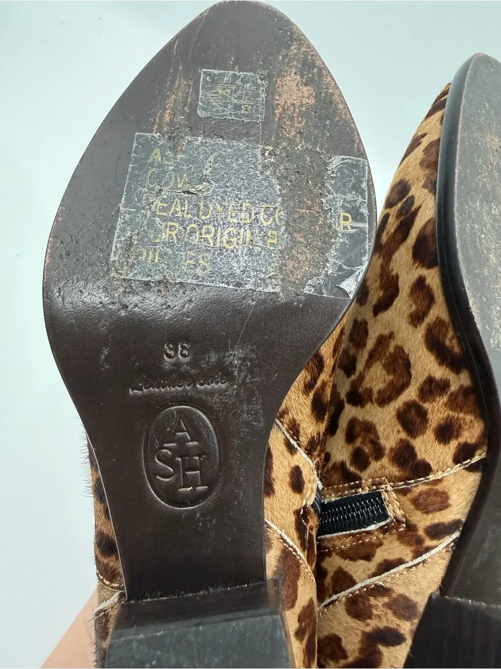 Ash Henna Leopard Print Cow Hair Leather Booties